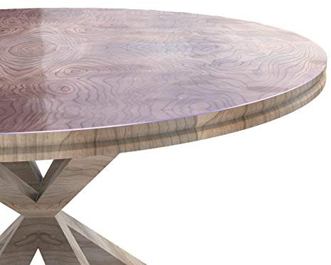 Anro - Film de protection de table - Transaprent - En vinyle - 2 mm - Rond - Bord droit - 90 ° - Taille : 80 cm