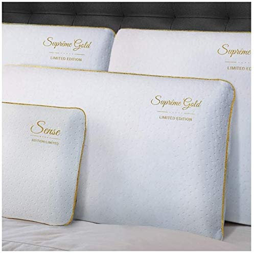 SAMPUR Oreiller Suprême Gold 40 * 70 | Mémoire de Forme | Finition brodée | Aide à Lutter Contre Le ronflement | Maintien Parfait de la Nuque