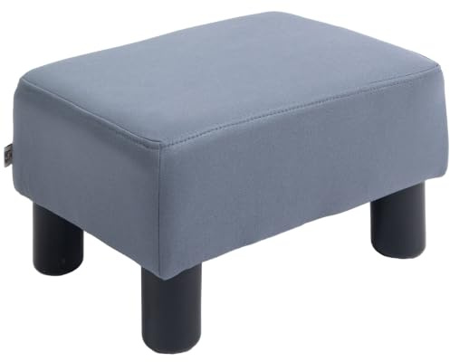 HOMCOM Mikrofaser-Fußhocker Kleiner Fußruhe rechteckiger Sofaschemel Grau