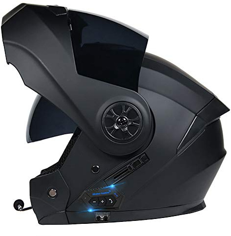 Bluetooth Flip Up Front Motorbike Motorcycle Helmet with Double Visor Anti-fog ECE Approved Racing Crash Helmets for Adult 55~62CM