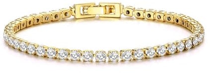 Philip Jones Gold Plated 3mm Tennis Bracelet Created with Zircondia® Crystals