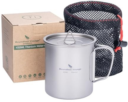 Boundless Voyage Titan 450 ml Tasse mit Deckel Klappgriff Outdoor Camping Ultraleicht Wasser Tee Kaffee Tasse