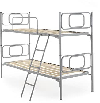 NUVOLA Sirio - Letto a Castello per Bambini e Adulti con Scaletta e Sponda Laterale di Protezione, Include Rete a Doghe Singola 80x190 - Scomponibile in 2 Letti Singoli, Altezza 146 cm, Made in Italy