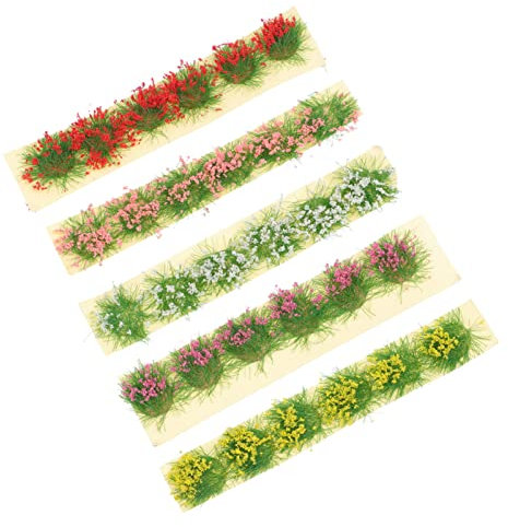 DOITOOL 5 Stücke Blumen Grasbüschel Modellbau, Tabletop Gelände Statische Grasbüschel Geländebau Miniatur Ornamente Eisenbahn Modellbahn Landschaftsbau Zubehör, 11X2cm/ 4. 3X0. 8In