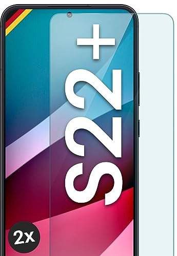 moex Schutzfolie für Samsung Galaxy S22 Plus Glas 9H Härte, gehärtetes Schutzglas, Panzer Schutz Glas Displayschutz Folie, kompatibel mit jeder Handy Hülle, ShockProtect 2 Stück