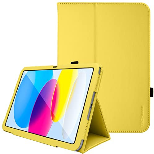 TECHGEAR Custodia in pelle per iPad 10 Generazione 2022, 10.9, Custodia Rigida Sottile di Alta Qualità in PU Pelle con Supporto e Cinturino a Mano e funzione Auto Sveglia/Sonno