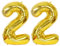 D2D | Party Balloon Zahl 22 XXL in Gold - Größe: 100 cm - Folienballons - Zahlenballons - Geburtstagdeko - Helium Ballons