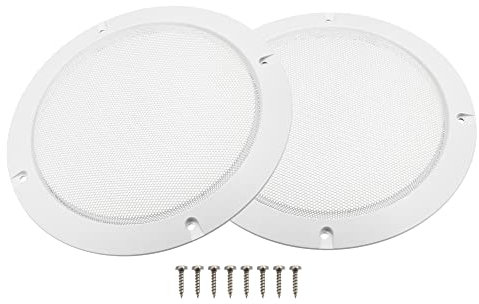 X AUTOHAUX Lot de 2 Cache-Haut-parleurs de Voiture en métal avec 8 vis Blanc 16,5 cm