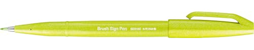Pentel SES15C-K2X Brush Sign Pen Lime Green Fibre Tip Brush Like Tip (Pack of 10)