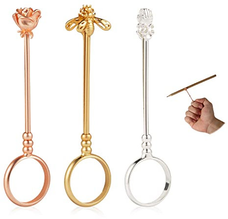 KINBOM 3pcs Finger Smoker Holder Ring, Cigarette Holder Clip, 2.9 x 0.67 Finger Holder Ring Clip Exquisite Designed Finger Holder Ring for Women Lady Gentleman (3 Styles, 3 Colors)