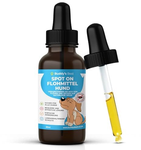 BUDDY'S Best 50ml Spot On Flohmittel Hund Bei Befall - Floh Zeckenschutz Hund - Flöhe Hund - Zeckenmittel Für Hunde - Spot on Hund Anti Floh Hund