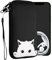 kwmobile Handytasche für Smartphones XL - 6,7/6,8 - Neopren Handy Tasche Hülle Cover Case Schutzhülle - Neugierige Katze Schwarz Weiß - 17,2 x 8,4 cm Innenmaße