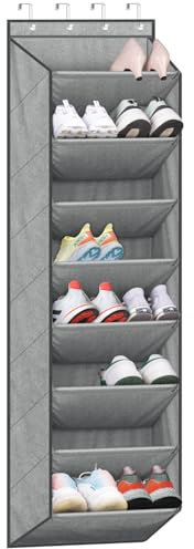 SLEEPING LAMB Schuh-Organizer für den Schrank mit großen, tiefen Taschen, schmales Schuhregal zum Aufhängen an der Tür, Stiefel, Grau