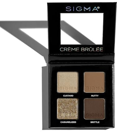 Sigma Beauty Quad Eyeshadow Palette – Make-up Lidschatten-Quad mit buttrig-weicher Formel, aufbaubar & verblendbar, Farbton Crème Brûlée