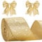 KINGLAKE 10M Geschenkband Mit Draht Gold, Drahtband Glänzend 6cm, Weihnachtenband, Schleifenband, Dekorativ Band für Geschenk Verpackungen, Kranz, Handwerk, Weihnachts und Hochzeit