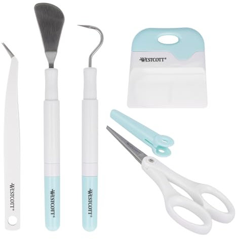 Westcott Entgitterwerkzeug | 6-teiliges Bastelzubehör Set für Cricut Schneidemaschinen | DIY Plotter Werkzeug für Vinyl, Papier, Bügelfolie und mehr | 17858