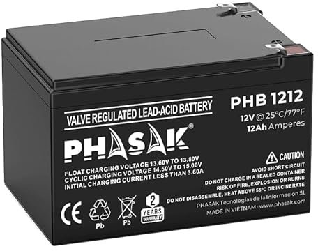 Phasak Batterie 12 V 12 Ah - Batterie scellée Plomb-Acide Standard