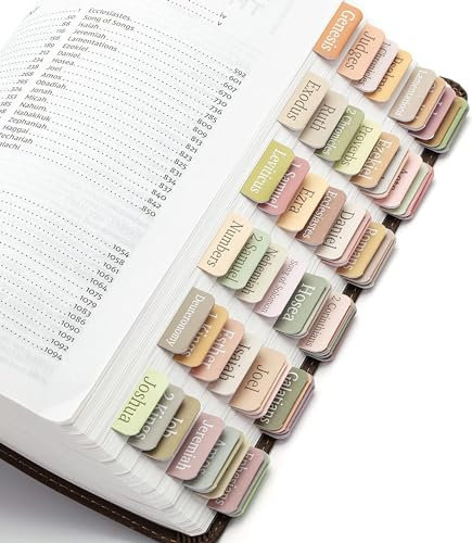 Changtai Laminierte Bibel Sticker Etiketten 75 Register, Bibel Aufkleber Studienbibel Indexseitenmarkierungen Lesezeichen Bibel Zubehör Sticker Beschriften Bibelmarker Tabs Christliche Geschenke