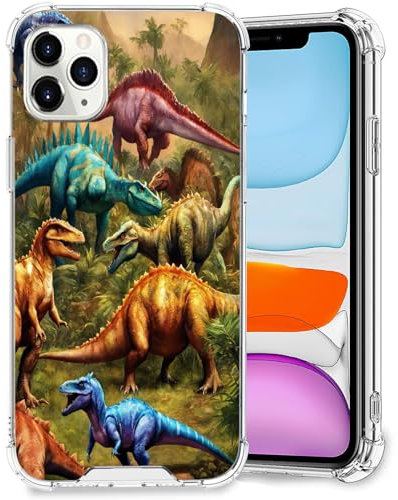 Xioolia Phone Case Fits iPhone 11 Pro with Designer Dinosaurs Art-aa5 Ultra Drop-Proof Transparent with Four Corners TPU Silicone Soft Slim Shock-Absorbing Cover