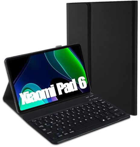 Jeloyutek Para Xiaomi Pad 6 2023 Teclado Funda, QWERTZ Diseño Magnético Desmontable Teclado con Funda para Xiaomi Pad 6/Pad 6 Pro 11 pulgadas 2023, Negro