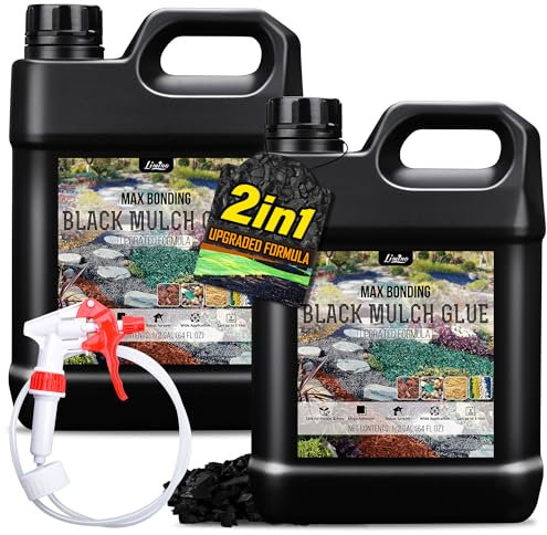 Kiesbinder - 4L Schwarzer Kieskleber MulchKleber und Mulch Farbe mit Applikator für Verkleben von Steinen, Landschaftsbau - 2-IN-1 Mulch Kleber Glue für Kies, Steine, Blätter, Rinde, Gartenwegen