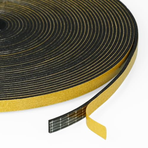 Flintronic Cinta Selladora Espuma, 10M Burletes Puertas Tira de Sellado, 6mm*1.5mm, Espuma Burlete Adhesivo de Alta Densidad, para Anti Frío, Aislante, Ruido y Colisión(Negro)