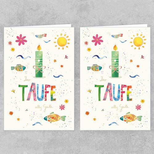 PremiumLine Glückwunschkarten zur Taufe 2 Stück inkl. Briefumschlag Taufkarte Glückwünsche Grußkarte 11,5 x 17 cm umweltfreundliche Klappkarte aus Naturkarton