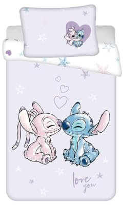 My sweety pop - Biancheria da letto per bambini - Stitch e Angel - 2 pezzi - Bambino - Copripiumino - reversibile - 100 x 135 - Federa - 40 x 60 cm Biancheria da letto - 100% cotone