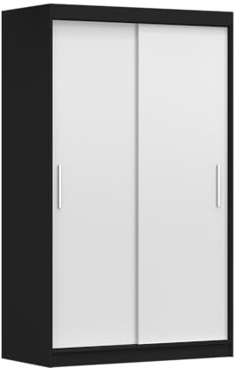 Fabryka Mebli Idźczak Kleiderschrank, Wohnzimmerschrank - Schwarz, Weiß Schwebetürenschrank, Schlafzimmerschrank - 61 x 120 x 200 cm - Schrank für Schlafzimmer, Wohnzimmer, Garderobe, modern