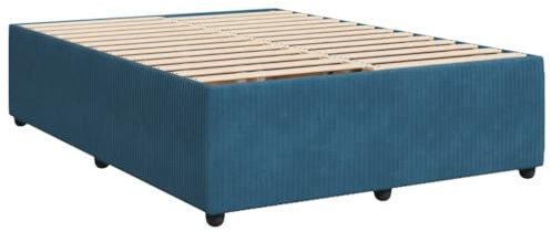 vidaXL Bettgestell, Polsterbett Bett für Schlafzimmer, Bettrahmen mit Lattenrost, Doppelbett Schlafzimmerbett, Blau 140x200cm Samt