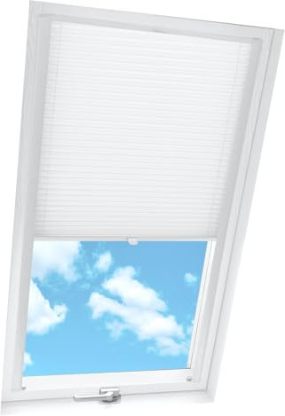 Home-Vision® Dachfenster Premium Plissee Faltrollo mit Bohren Dachfensterkompatibel (Weiß für S06 / S36 - Weiß) Dachfensterrollos Blickdicht Sonnenschutz, Montage inkl