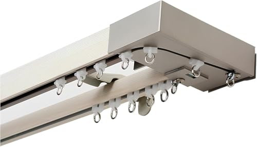An der Wand montierte Vorhangschiene, doppelte Vorhangschiene, dekorative Vorhangstange, robuste Vorhangschienen aus Aluminium, zur Verdunkelung, for die Privatsphäre, for das Wohnzimmer und das Schla