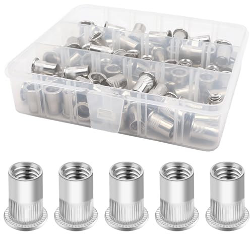 AMZSKU Lot de 100 écrous à riveter M8 en acier inoxydable à tête plate M8 en acier inoxydable Écrous à rivets aveugles M8 Tête fraisée pour métal et plastique