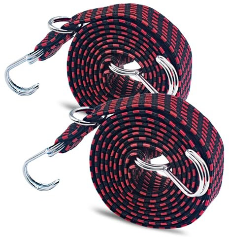Tendeurs Elastique avec Crochets, Pack de 2 Tendeur Elastique,Sangle Elastique, 2M Corde Elastique Plate Tendeur Convient pour Le Camping des Bagages, Les Barres de Toit, Le Transport D'objets.