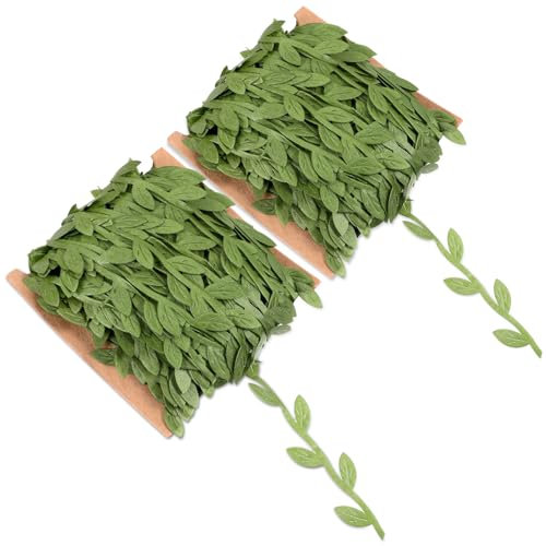 JIYIN 2 Rollen Künstliche Weinreben Band, 40m künstliche Reben Efeu Girlande Deko Zierband Künstliche Blätter Reben Girlande Grüne Rebe Künstliches Blattband für Wand Hochzeit Basteln Heimdekoration