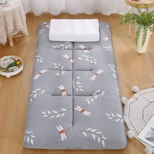 Futon-Bodenmatratze, zusammenklappbar, Tatami-Matratze, Einzelbett, Doppelbett, Queen-Size-Bett, japanische Futon-Matratze, Campingmatratze mit rutschfester Unterseite, Grau, 100 x 200 cm