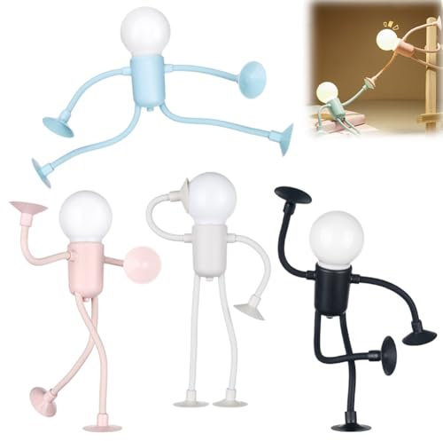 Umllpet 4 Stück Athlete Designs Nachtlicht, Lustiges Sportler Nachtlicht, Mini Nachtlicht Kinder, lustige Sportler Dekoration mit Saugnapf, Kreative Cartoon Nachtlampe, Faltbare Kleine Tischlampe