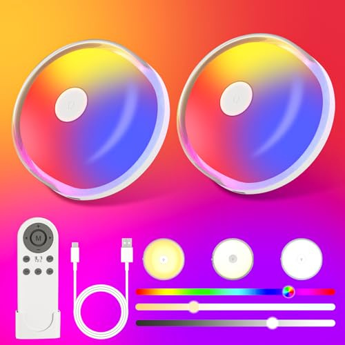 GODENBA Luce per doccia ricaricabile, 15 colori cangianti, luce d'atmosfera con telecomando, batteria da 2600 mAh, senza fili, per doccia, bagno, armadio, camera da letto, soggiorno, confezione da 2