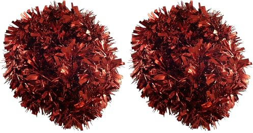 SHATCHI 1.8m/6ft Red Luxury Deluxe Chunky Christmas Tinsel Garland Xmas Tree Decorations, one (Pack of 2)