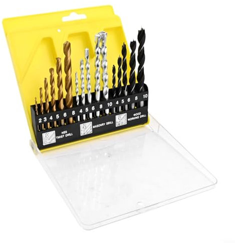 Diversa gama de usos con este juego de 16 brocas de metal y hormigón