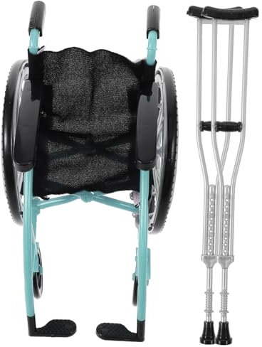 KONTONTY Miniatur-Rollstuhl Krücken Stabile Puppenhaus-deko Realistisch Gestaltetes Faltbares Modell Für DIY-mikrolandschaften Vielseitig Für Puppenszenen Und Sandtisch-zubehör Geeignet Grü