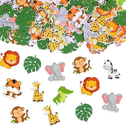 100pcs Dschungeltier Konfetti Safari Themed Confetti Gold Glitter Zoom formte Konfetti für Babyparty Kinder Geburtstagsfeier Gefälligkeiten
