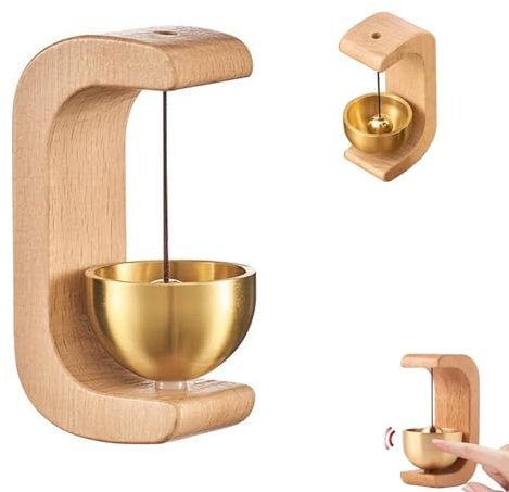DIYCUT Sonnette Magnétique, Sonnette de Porte en Bois, Cloche Porte d'entrée en Forme de C, Carillon Rétro sans Perçage pour la Maison, Magasin, Réfrigérateur, Portes, Entrée