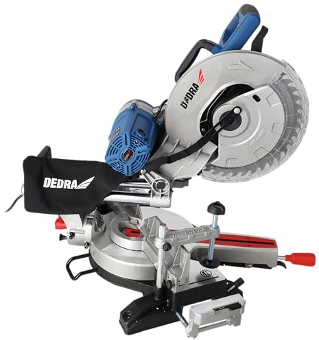Troncatrice DEDRA con avanzamento, potenza 2000 W, lama per sega da 305 mm, fino a 4500 giri/min, sega a becco, inclinazione su 2 lati, avvio dolce, funzione di avanzamento, laser, protezione disco da
