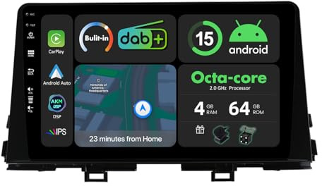 KECONSING [4G+64G] IPS 9 Android 14 Autoradio Für Kia Picanto Morning 2017-2020 mit navi Octa Core-[Eingebauter DAB+/CarPlay/Android Auto/DSP/GPS/Bluetooth 5.0/WLAN/USB