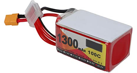 OVAQUIXI Batterie RC Puissante 1300 MAh 6S Lipo Power pour Drone FPV Quadcopter, Prise XT60 pour QAV250 H210 LS180 FPV Racing Quadcopter
