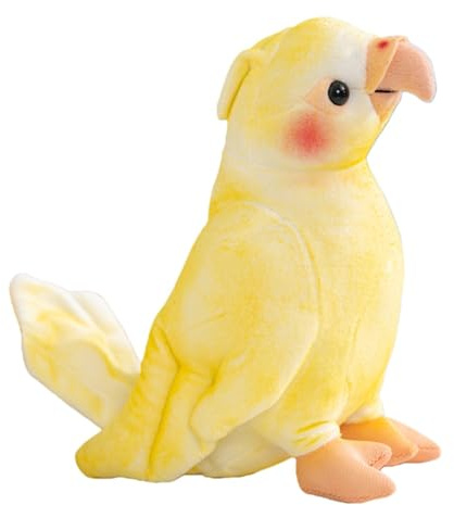 Xiyocadt Papagei Plüschpuppe,17cm Simulation Gelb Papagei Plüschtier Kuscheltier,Weiches Papa-gei Stofftier Geschenk für Kinder Mädchen Jungen