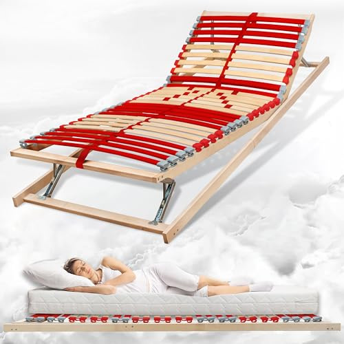 Coemo Lattenrost Ruby KF, 7-Zonen, Kopf-Fußteil verstellbar, 80x200 cm | Rahmen aus Buche, Kopfteil & Härtegrad verstellbar, ergonomisch für Jugendbett, alle Matratzenarten