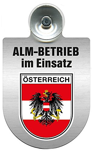 Einsatzschild mit Saugnapf - Alm-Betrieb im Einsatz - incl. Regionenwappen 393804 Farbe Region Österreich