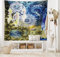 ABAKUHAUS Einheimisch Wandteppich, Bohemian Style Illustration mit Dreamcatchers und Federn Tiere, aus Weiches Mikrofaser Stoff Wand Dekoration Für Schlafzimmer, 150 x 110 cm, Indigo und Blassgelb